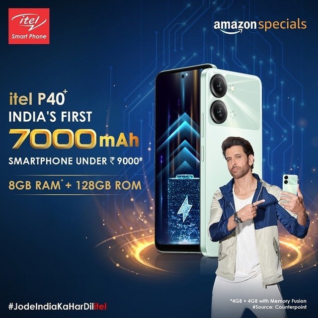传音在印度推出Itel P40+和A60S手机，前者配备7000mAh电池