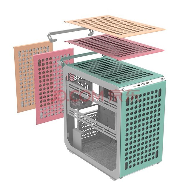 酷冷至尊(CoolerMaster)Qube酷方500 马卡龙 EATX中塔电脑机箱 自由拼装/280散热水冷/钢玻侧板/7硬盘位