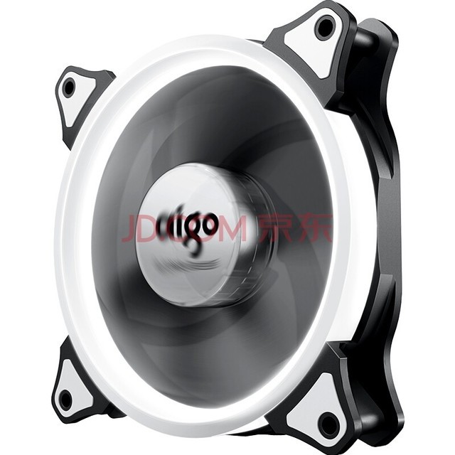  Aigo Aurora 12CM white light computer chassis fan (small 3P+large 4P dual interface/water-cooled heat dissipation/shock absorption mat/with 4 screws)