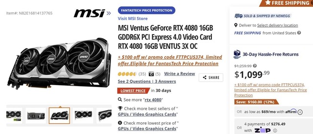 ӢΰRTX 4080Կ״ε1000Ԫ