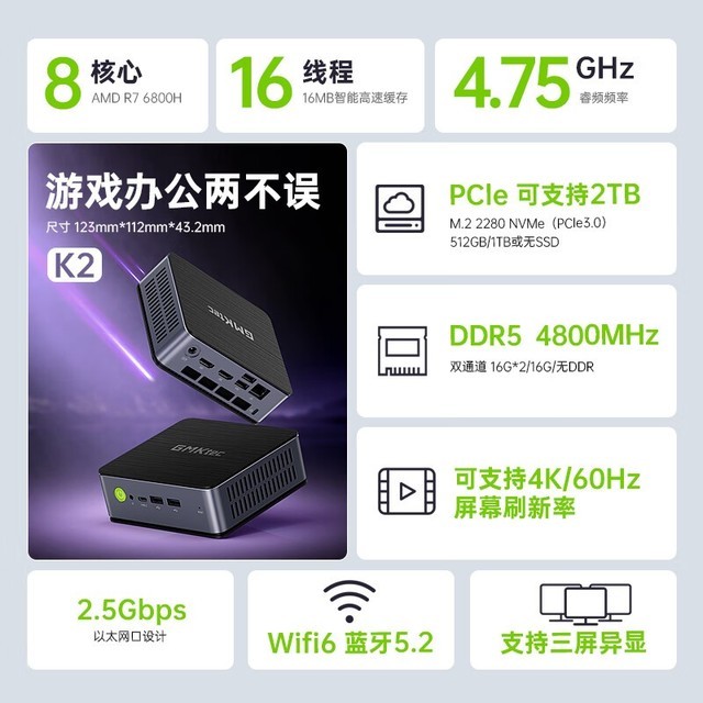 【手慢无】迷你主机市场开卷!2699入手顶配GMK K2迷你主机!