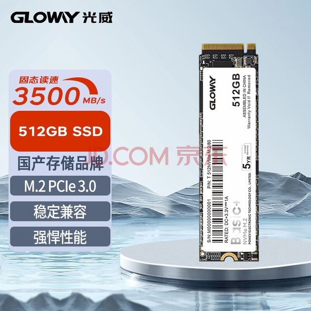 光威（Gloway）512GB SSD固态硬盘 M.2接口(NVMe协议) PCIe 3.0x4 Basic+系列