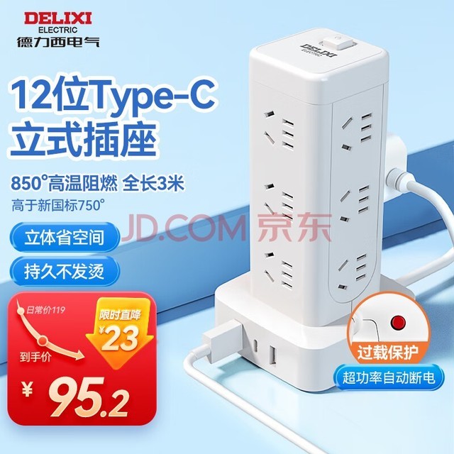 (DELIXI)ʽ//Ų/߰//߰/߰ 12λUSB+TYPE-Cܿ3׹ر