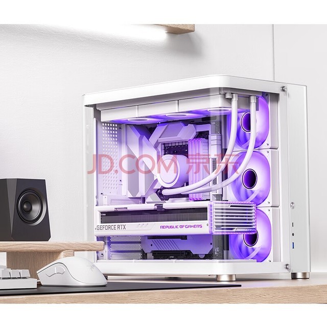 乔思伯(JONSBO)TK-2白色 双曲面海景房ATX机箱(铝合金外壳/双360冷排/ATX电源/9风扇位/Type-c Gen2)