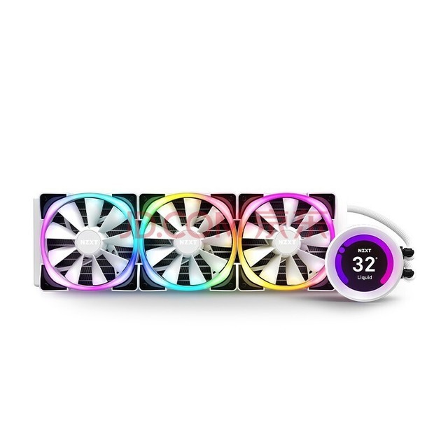 NZXT 恩杰 Kenkan 海妖白色一体式水冷散热器 支持13代CPU LGA1700接口 Z73RGB白色/360mm冷排/可视化LCD冷头