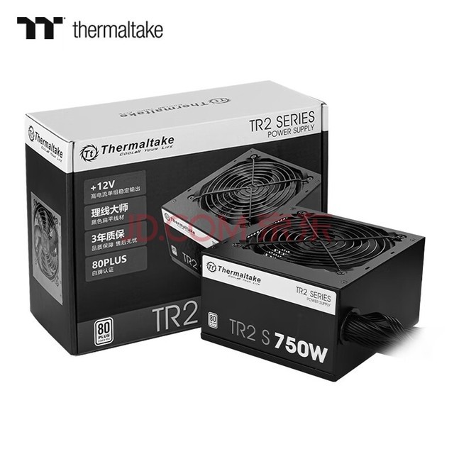 Thermaltake（Tt）额定750W TR2 S 750 电脑电源（80PLUS认证/主动式PFC/智能温控风扇/支持背线）