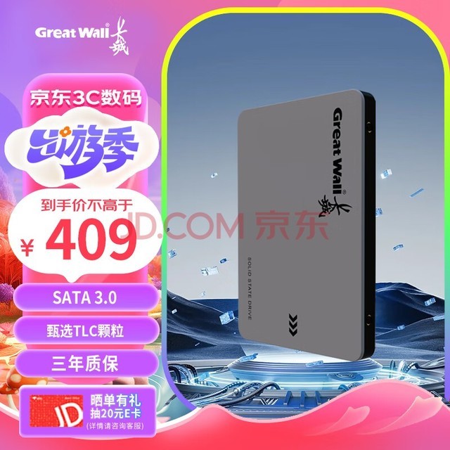 长城（Great Wall) 1TB SSD固态硬盘 SATA3.0接口 读速550MB/S台式机/笔记本通用 GW560系列 