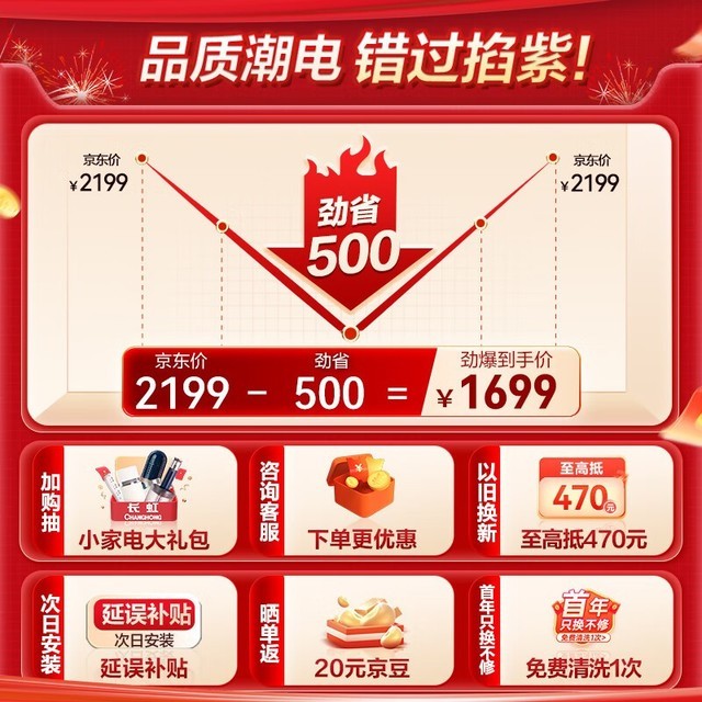 【手慢无】长虹空调1699元！一级能效智能省电