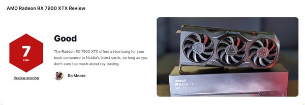 IGN给RX 7900 XTX显卡打7分：AMD性价比绝对YES