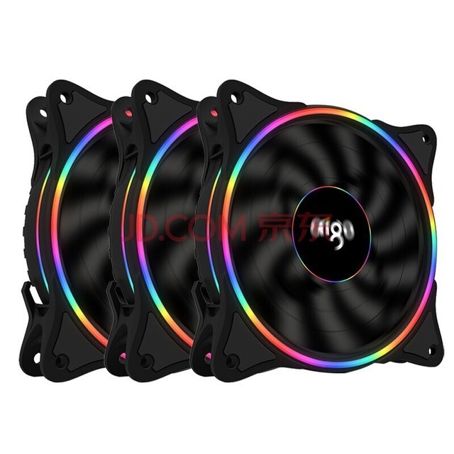  Aigo Iconic Rainbow Chassis Fan 12cm Desktop Host Air Cooled Radiator Light RGB Low Noise Customizable Tandem Cooling Fan Iconic Rainbow V1 Black [3 packs]