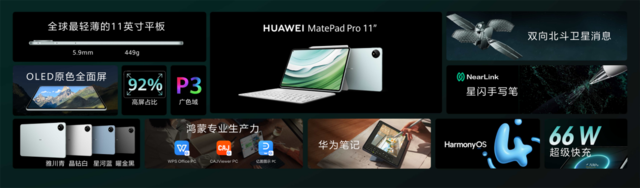 华为MatePad Pro 11英寸 2024款正式发布，平板也能用上双向北斗卫星消息了