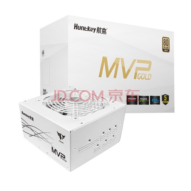 航嘉（Huntkey） MVP系列 台式机主机电脑电源 额定650W/750W/850W/1000W/1200W全模组电源 宽幅电压/PCIE5.0接口 K650白色-650W金牌（纯白线材） MVP