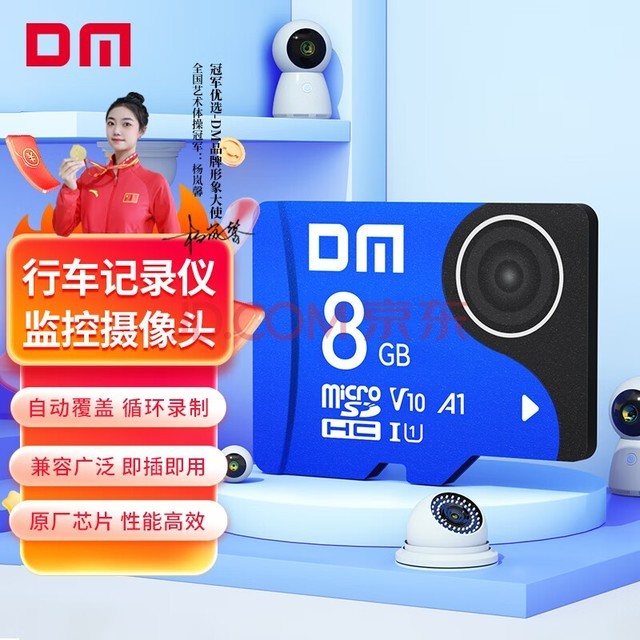 DM大迈 8GB TF（MicroSD）存储卡 蓝卡 C10 行车记录仪专用监控摄像头内存卡适用小米360凌度盯盯拍