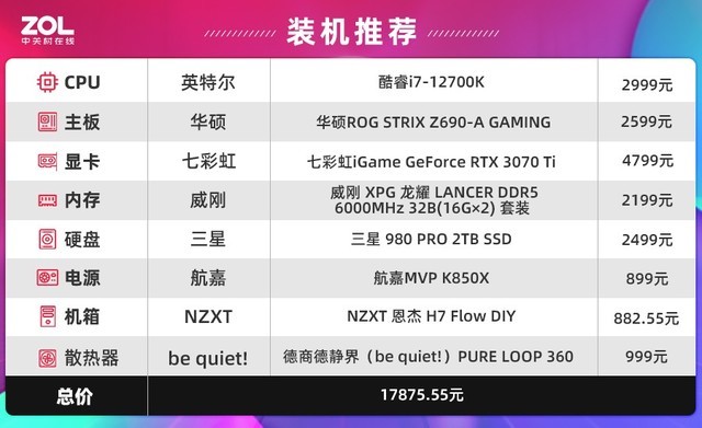酷睿i7-12700K处理器装机推荐  高端游戏生产力工具 