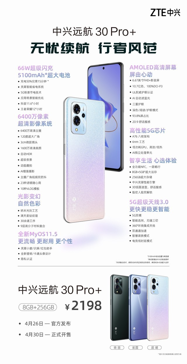 1399元起，中兴远航30系列新机发布，超大量电池来了 
