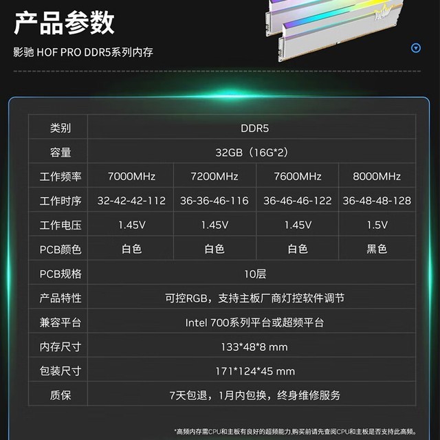 ޡӰHOF PRO DDR5ڴװ999Ԫ