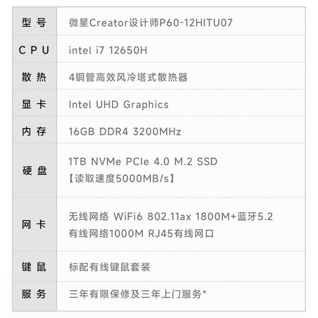 ޡ΢ǣMSIʦP60 12i7+1TB SSD 2699Ԫ