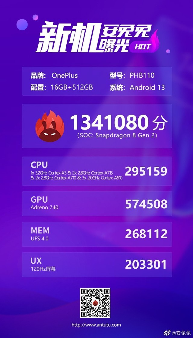 一加11跑分曝光:骁龙8 gen加持1341080分(全文)_一加 10 pro_手机新闻
