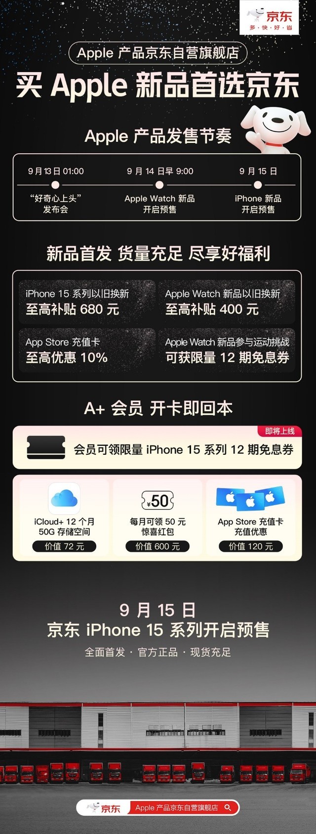 京东新品货量充足 iPhone15全系今晚8点正式预售