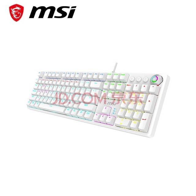 微星（MSI）GK50Z V2 机械键盘 红轴 RGB光效 有线 游戏电竞办公键盘 104键 吃鸡键盘 白色