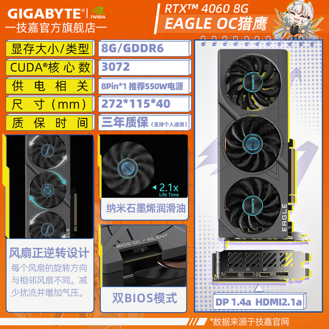 【手慢无】技嘉RTX4060显卡到手价2499元,性价比极高!
