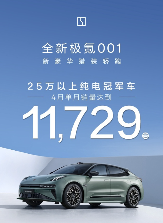 全新极氪 001 车型 4 月销量 11729 台,获 25 万以上纯电冠军_极氪001 2023款 WE版 86kWh_汽车新闻-中关村在线