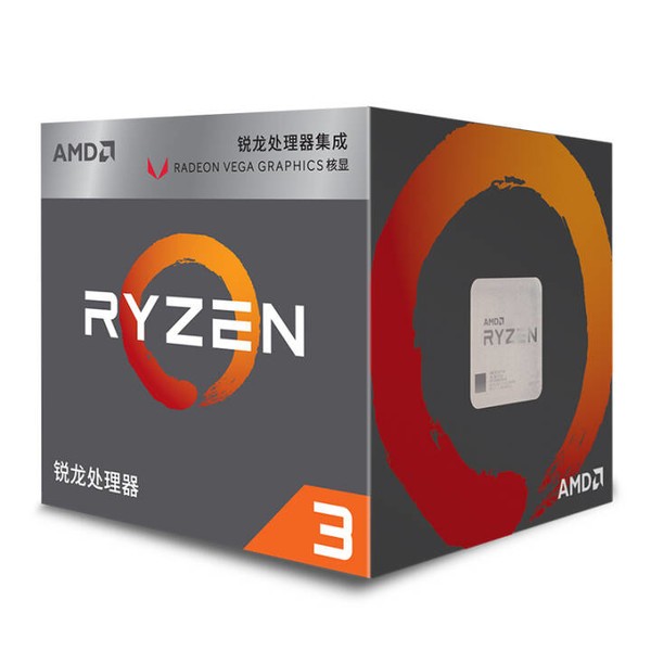 AMD 锐龙 3 2200G 处理器 (r3) 搭载Radeon Vega Graphic 4核4线程AM4接口 3.5GHz 盒装CPU