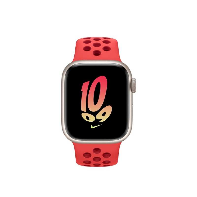 Apple（苹果） Watch Series 8星光色铝金属表壳Nike运动表带 亮深红配健身红色 GPS版 41mm
