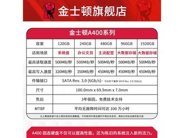 金士顿A400 SSD限时特惠
