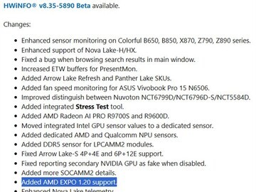 HWiNFO更新支持AMD EXPO 1.20，预示锐龙9000G与Zen6内存新纪元